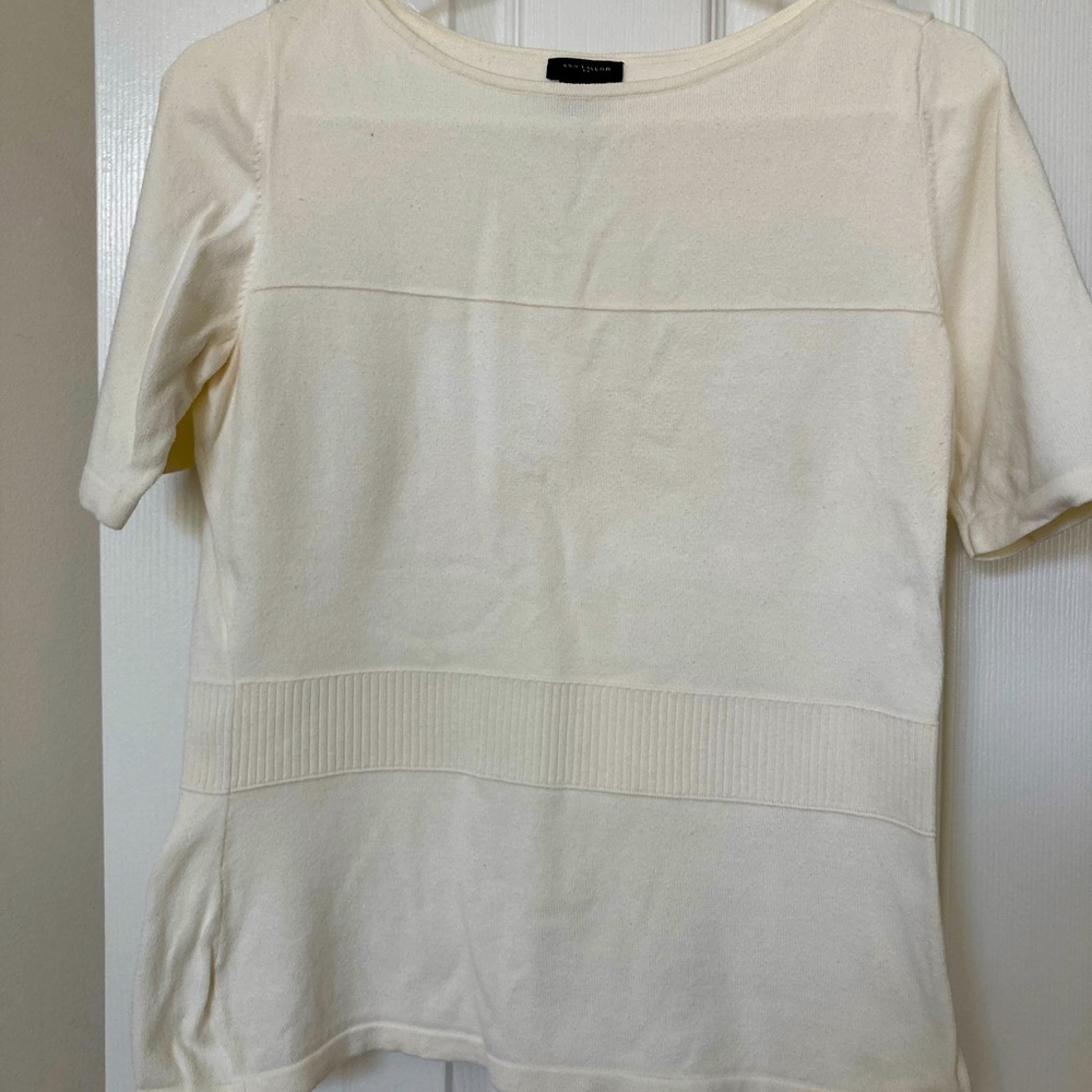 Ann Taylor eggshell colored blouse